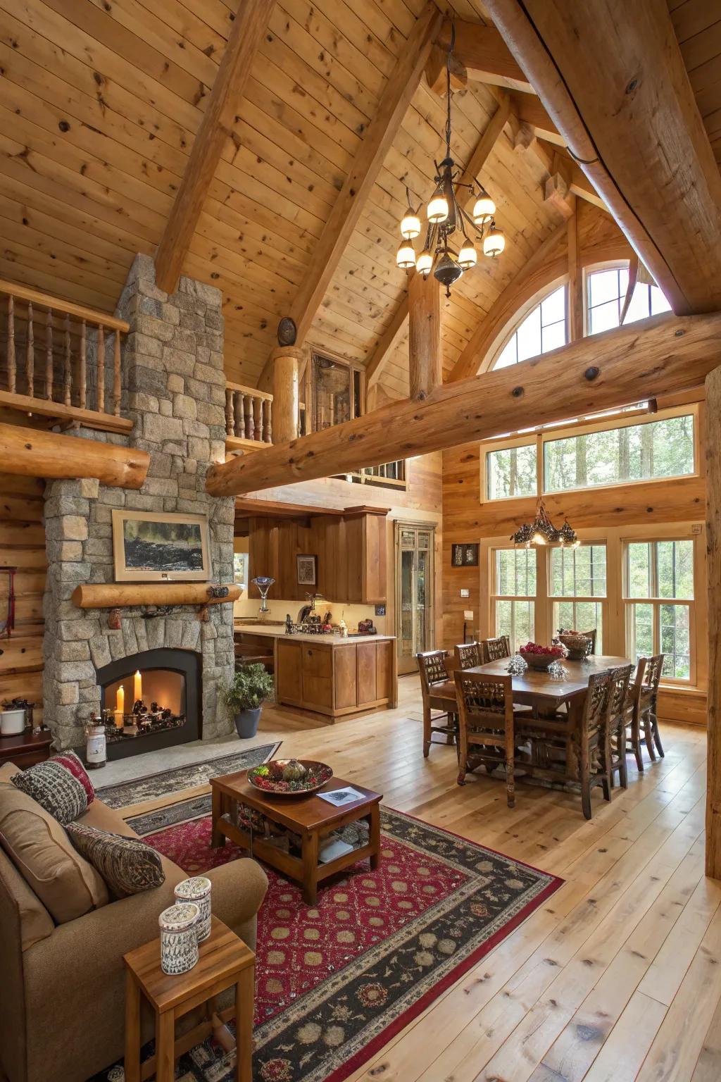 An open floor plan that enhances the spaciousness and communal feel of a cabin.