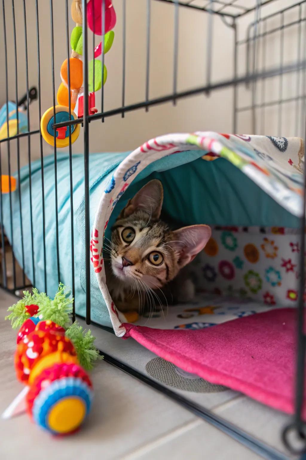 Tunnels offer exciting hiding spots for your playful kitty.