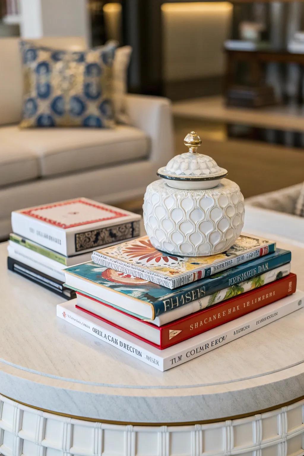 Books add a personal and intellectual touch to your table.