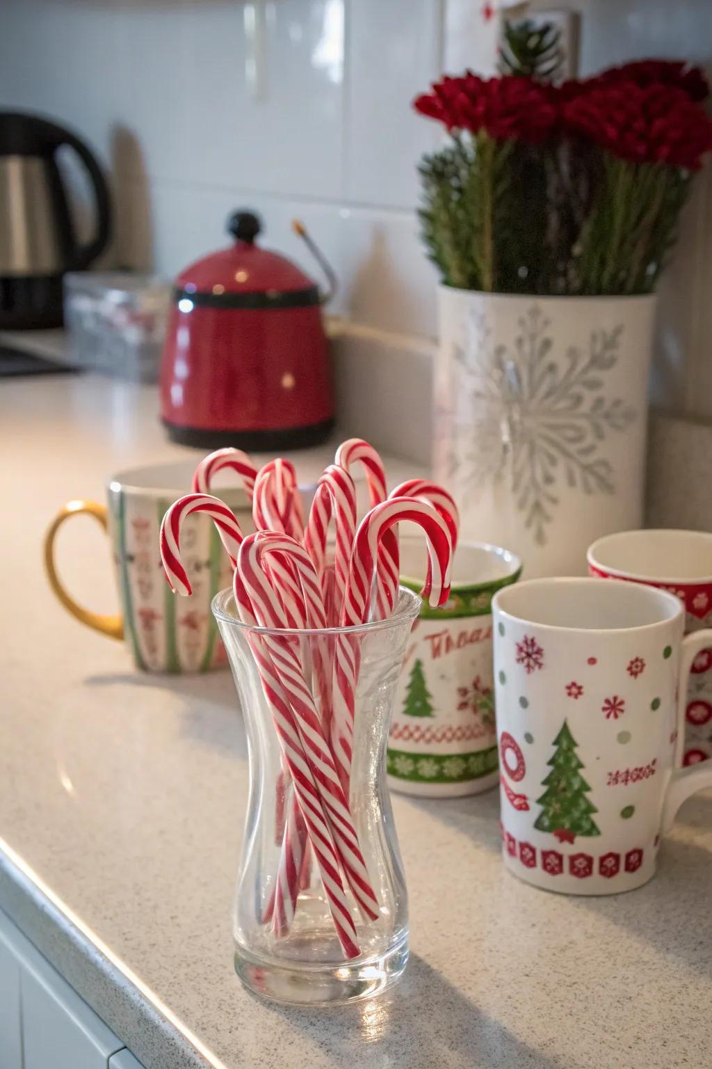 Sweet and festive: candy canes add a playful holiday touch.