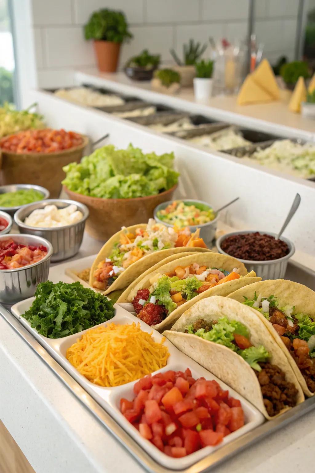 Let guests customize their tacos at a lively taco bar.