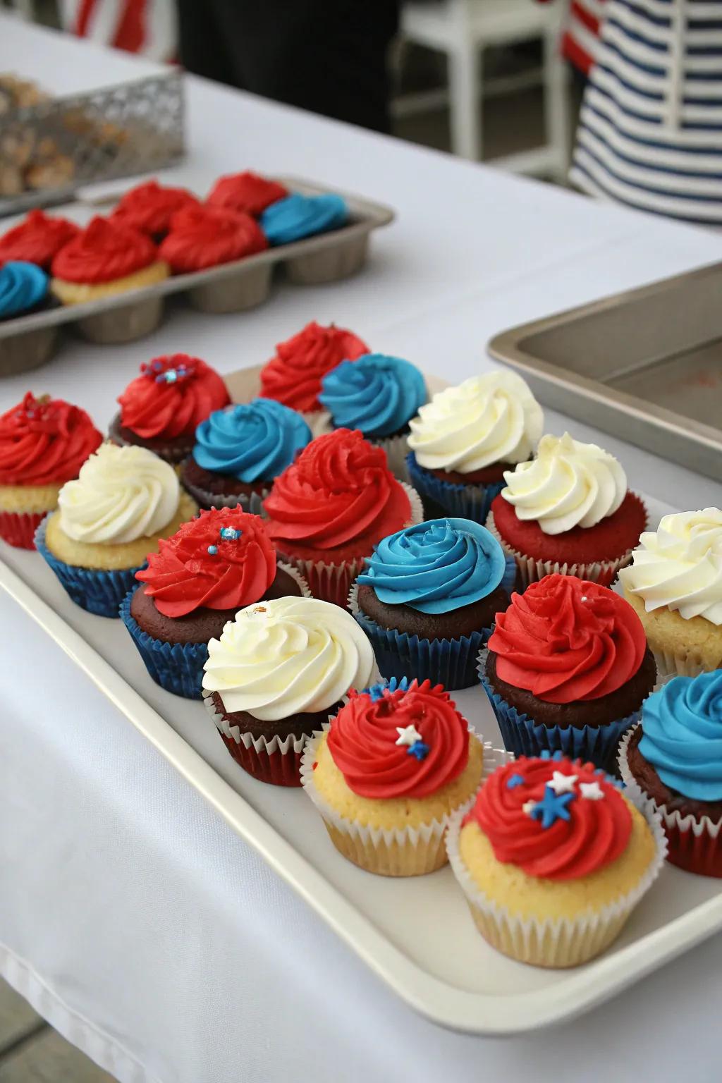 Colorful cupcakes add a sweet touch to the celebration.