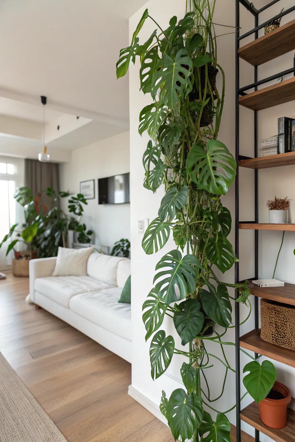 Add drama and greenery to your shelves
