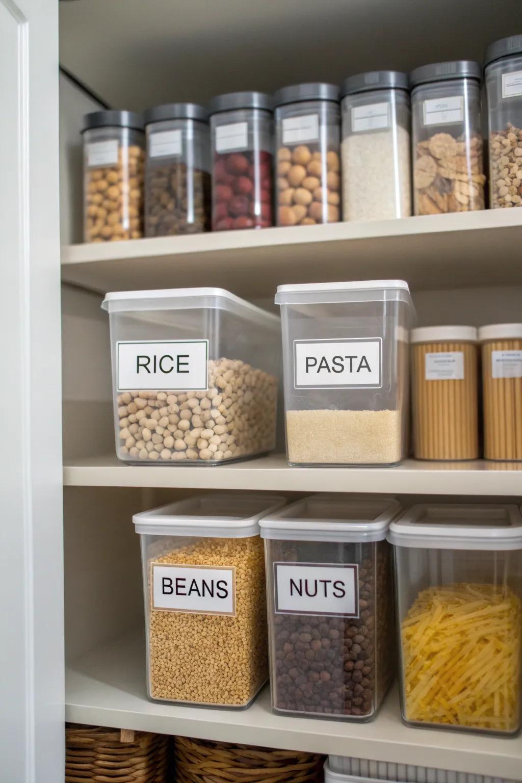 Clear containers streamline the look and function of your pantry.