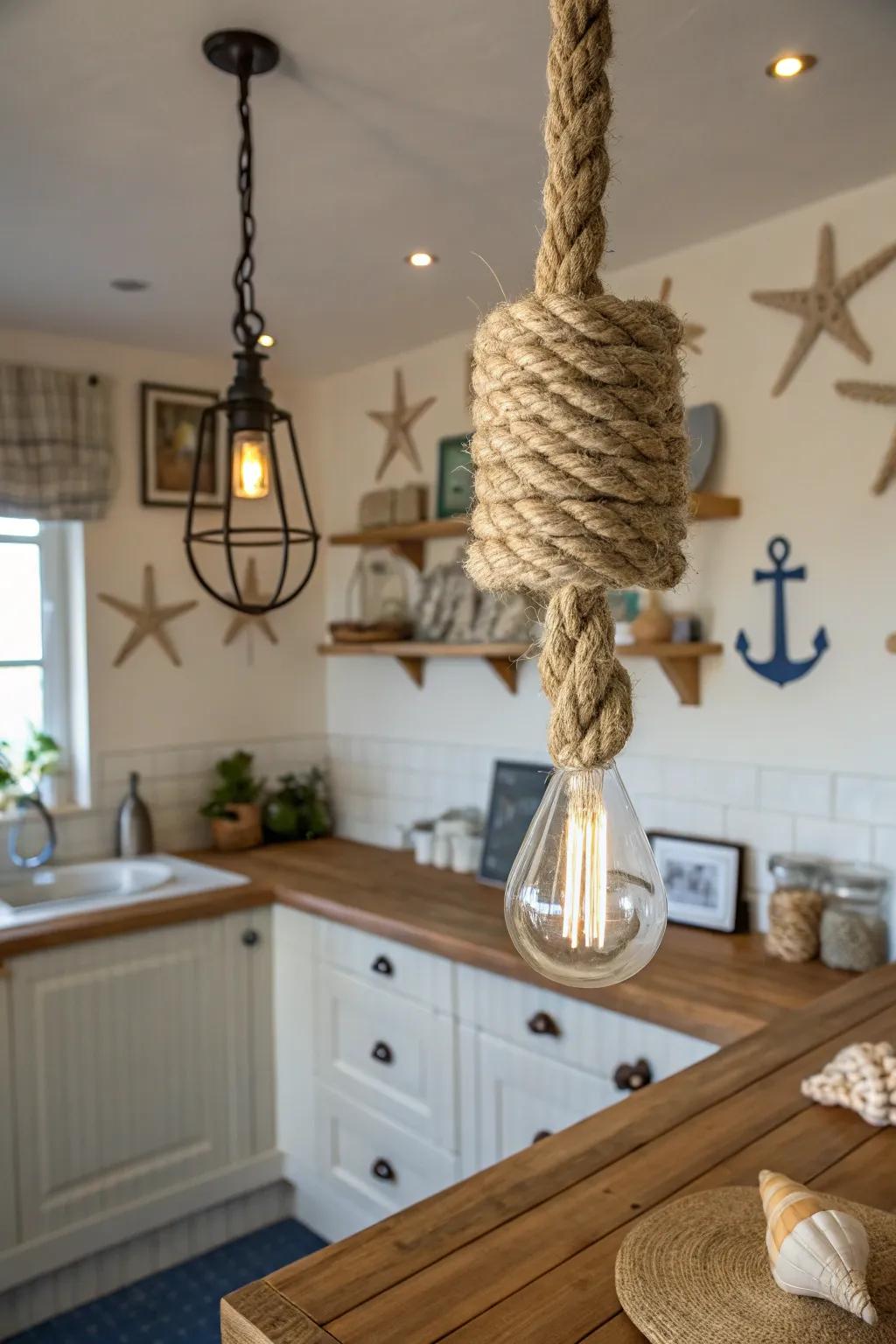 Rope fixtures bring a taste of nautical adventures to your kitchen.