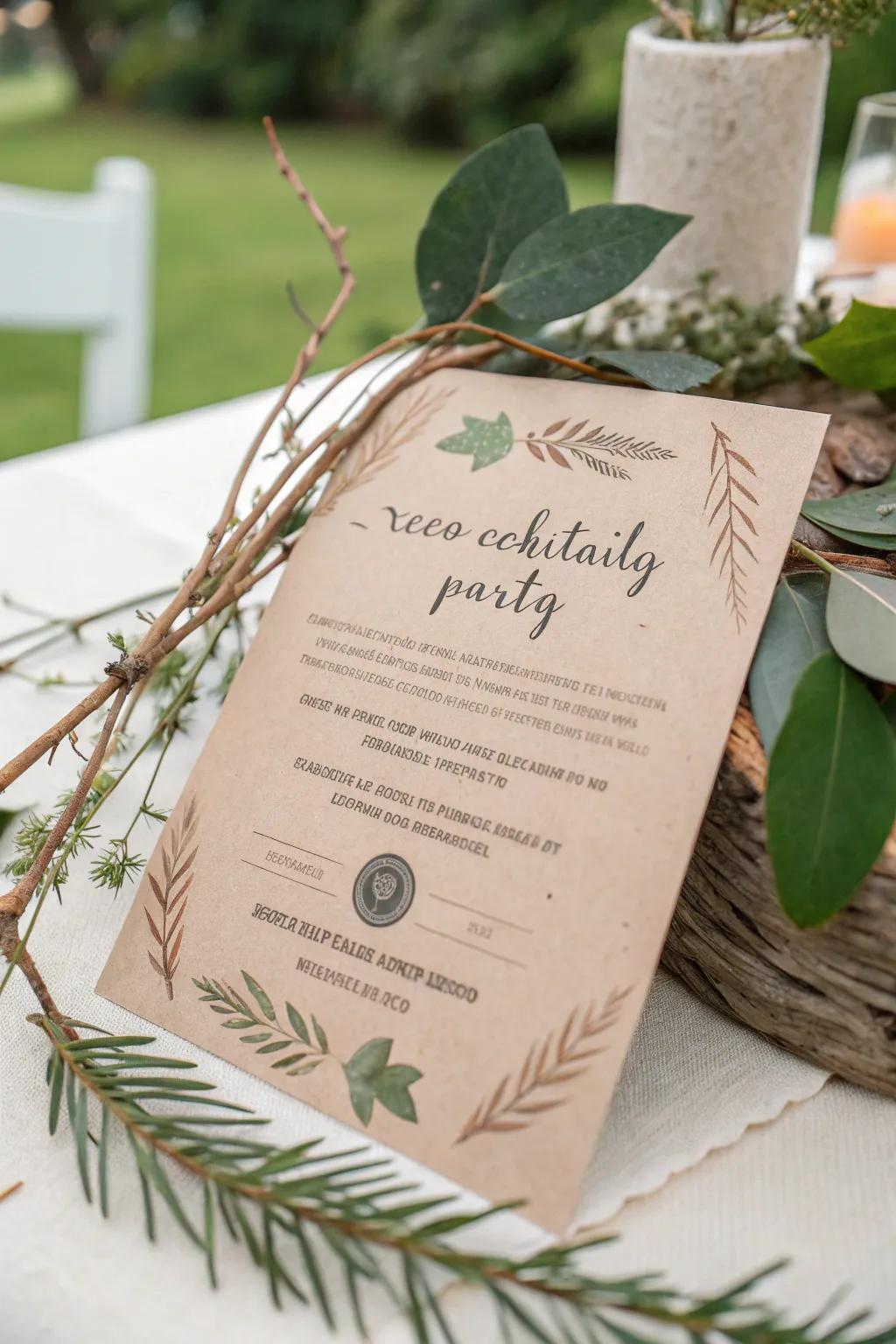 Go green with eco-chic cocktail party invitations.