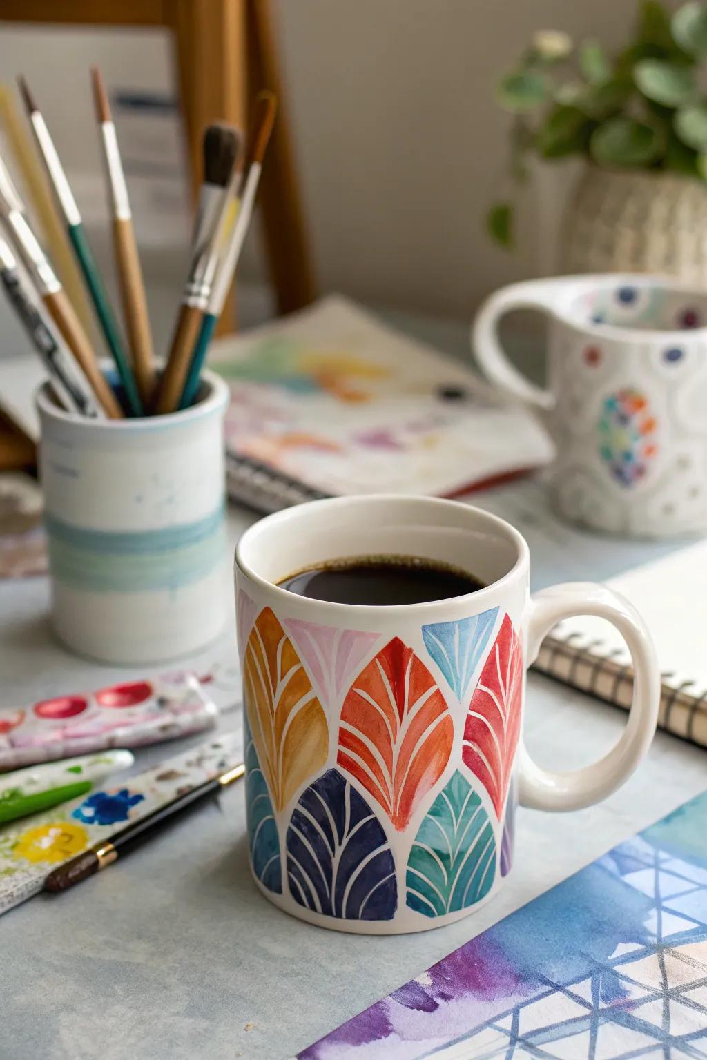 A mug showcasing artistic flair with abstract designs.