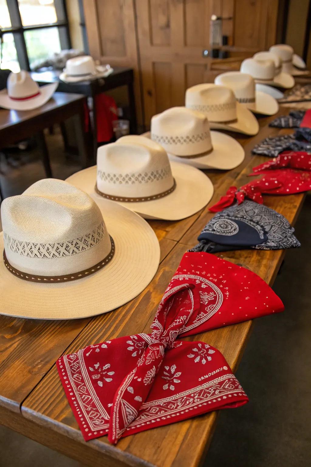 Equip guests with cowboy hats and bandanas to get them into character.