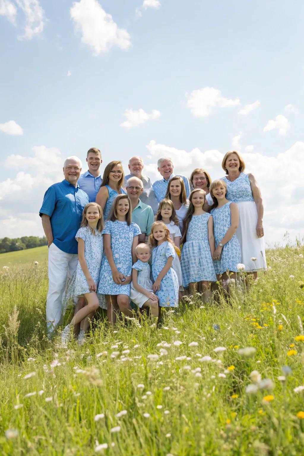 Color coordination can transform a family photo into a visual delight.