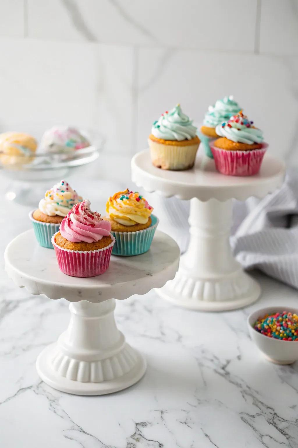 Minimalist magic with simple and elegant cupcake stands.