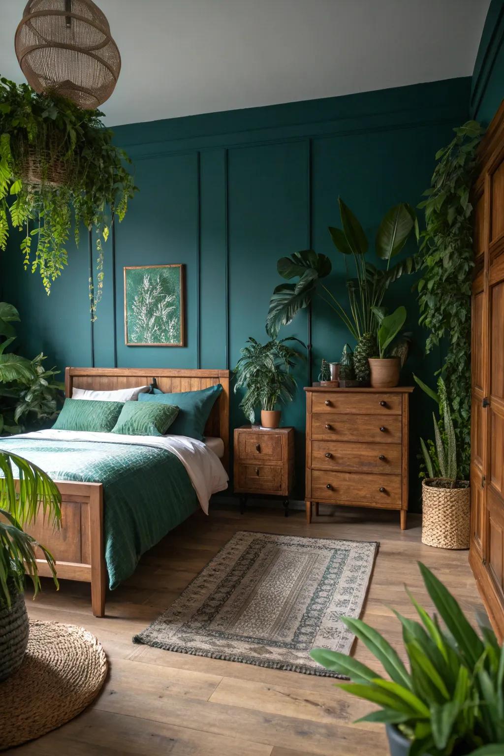 Nature elements add freshness and balance to teal.