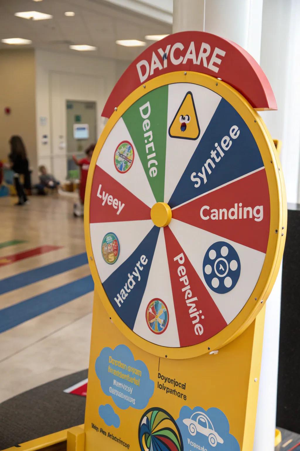 Interactive signage at a daycare invites playful exploration and discovery.