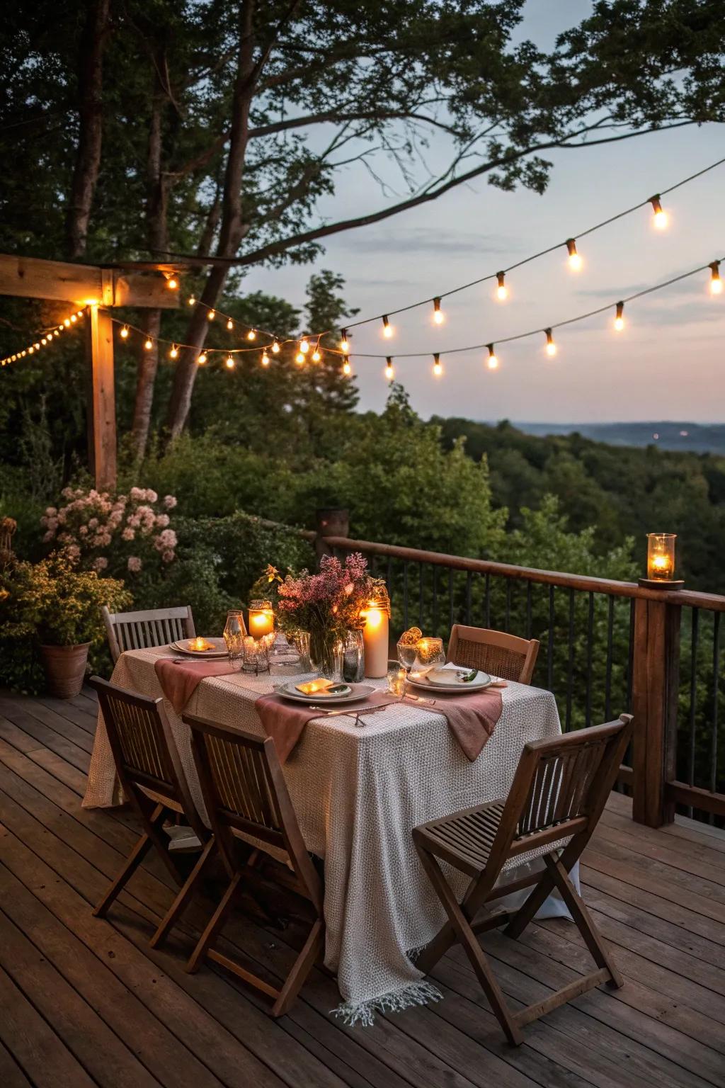 An inviting setup for dining al fresco on your deck.