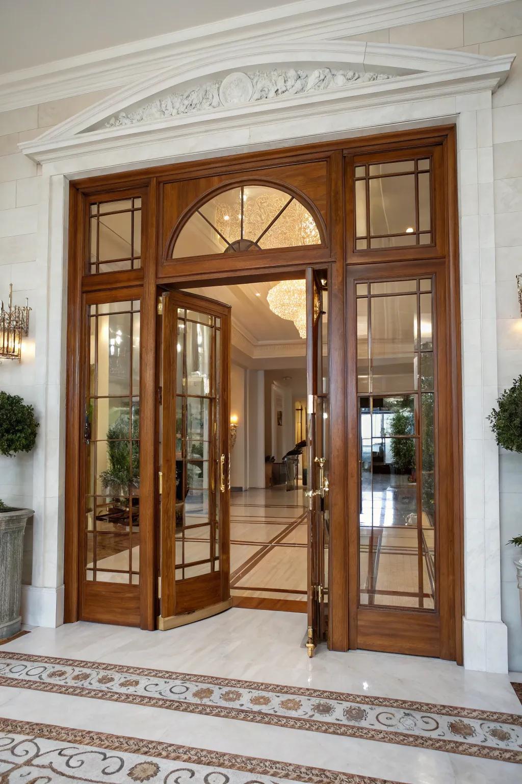 Create a grand entrance with elegant and spacious double doors.