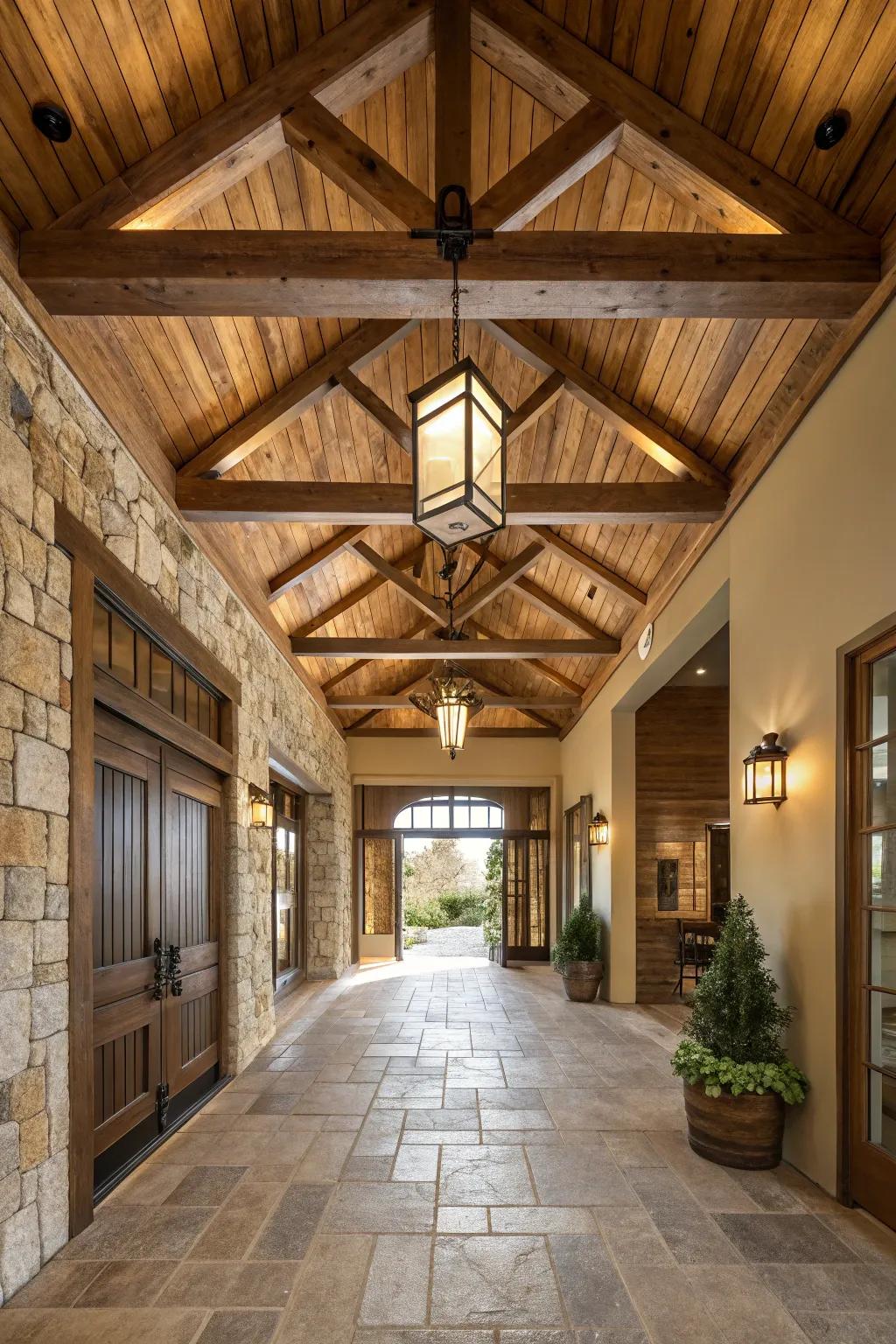 Exposed beams add character and charm to your entryway.