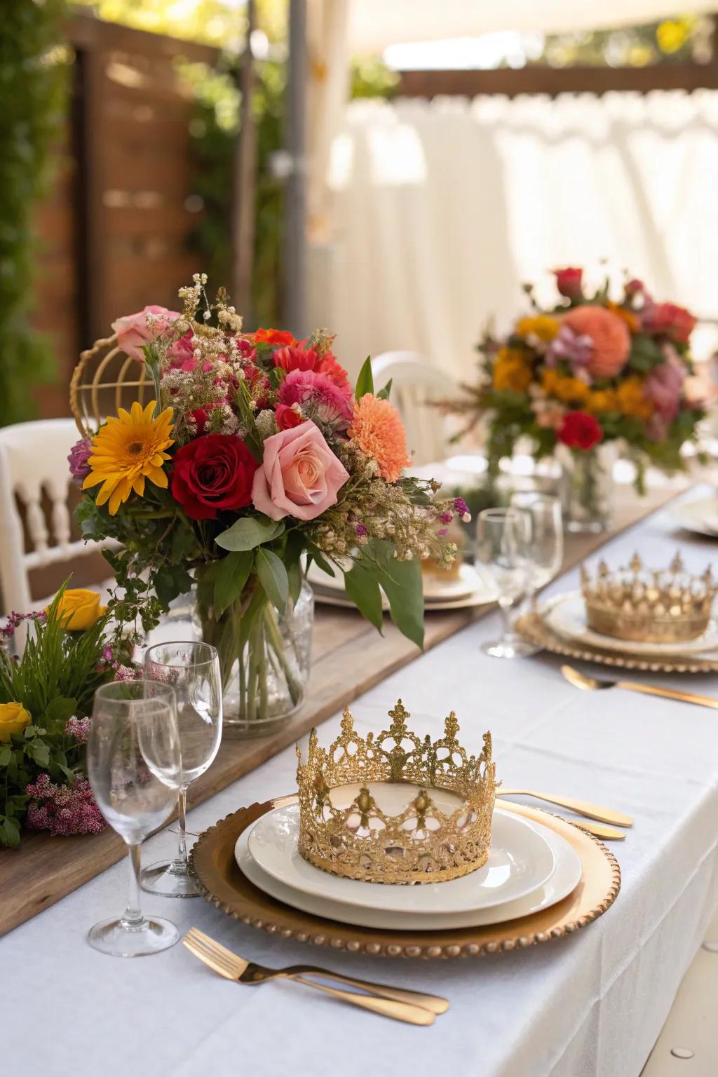 Elegant table settings fit for a fairy tale banquet.