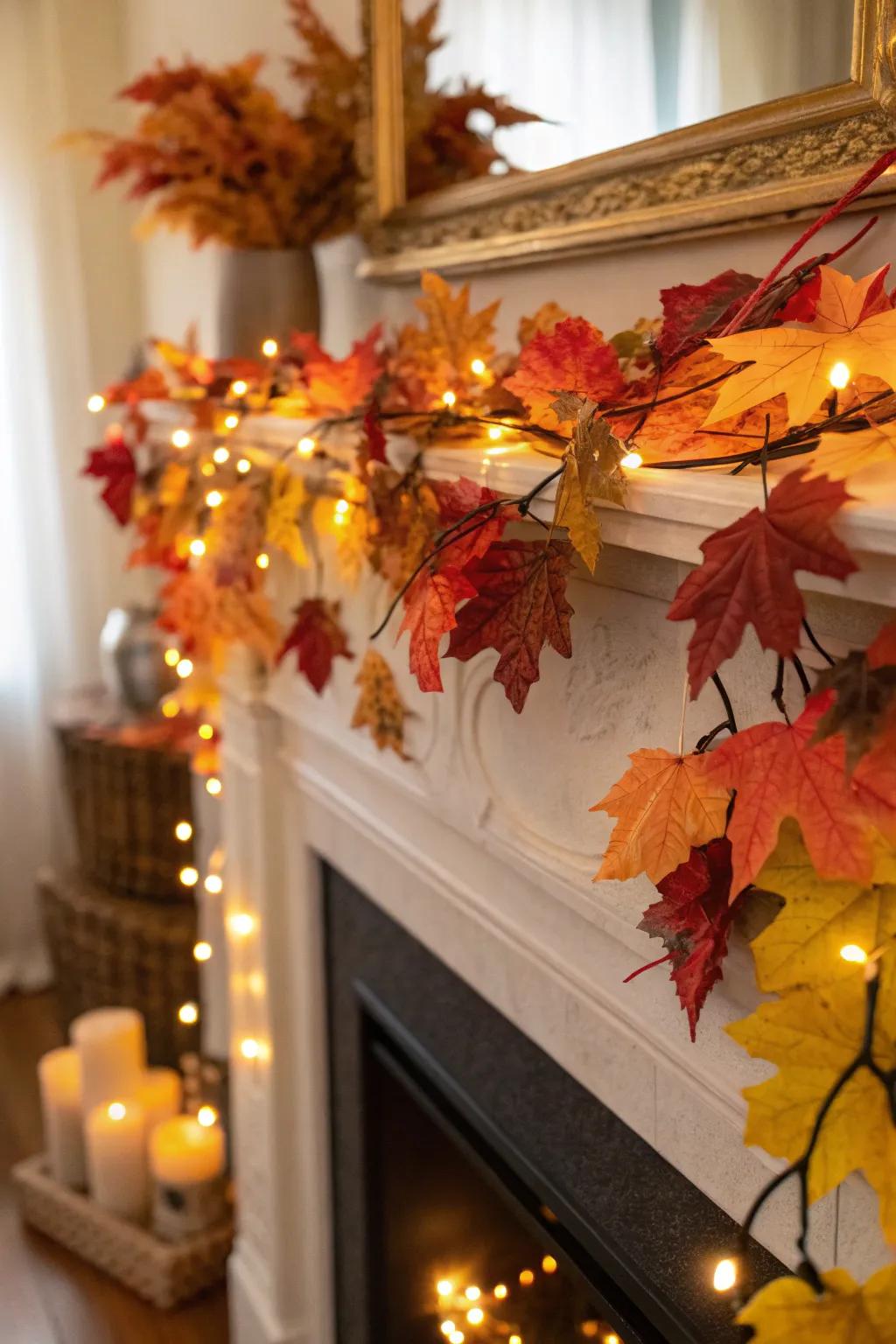 Leaf garlands bring the beauty of fall foliage indoors.