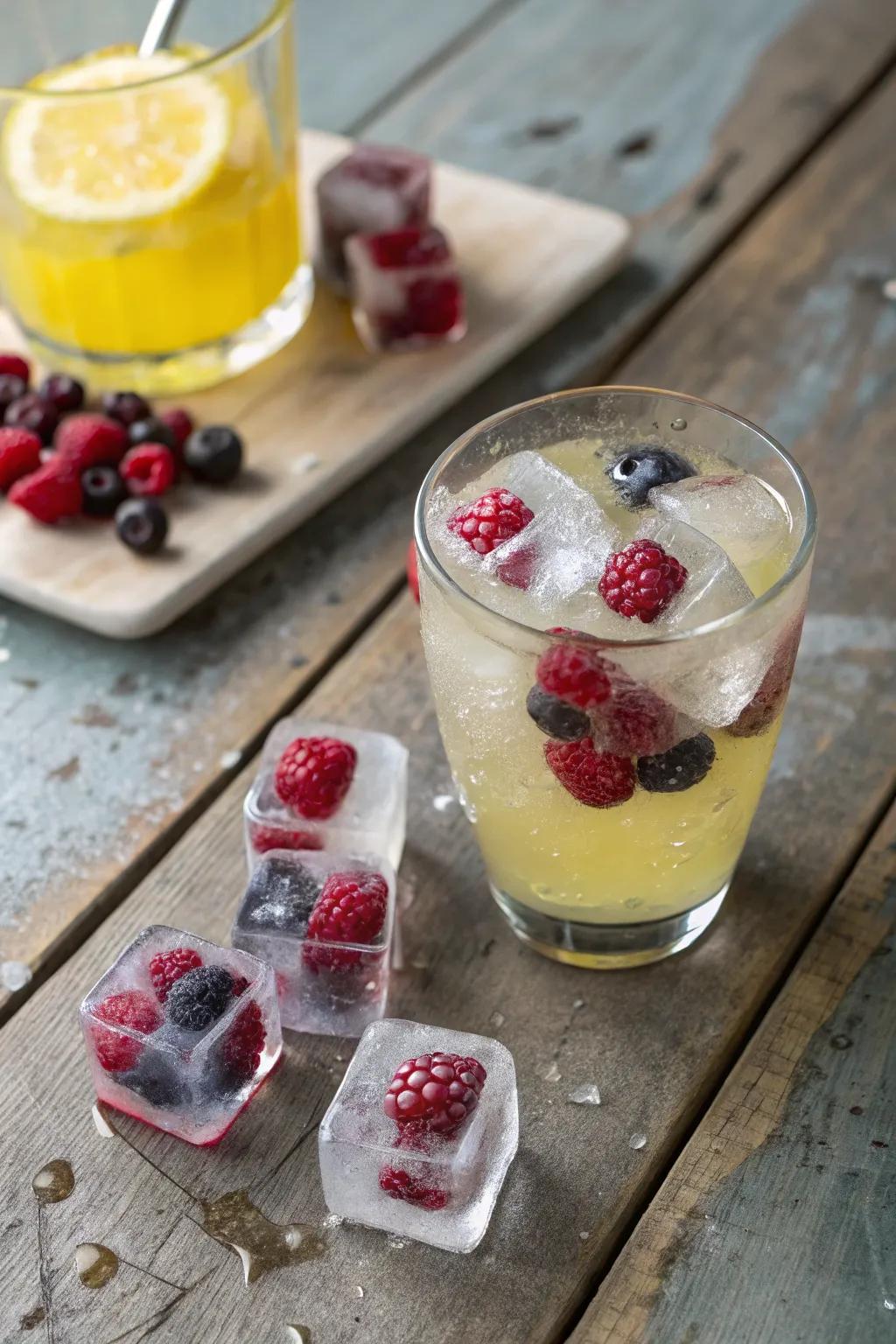 Berry ice cubes for a sweet, colorful touch.