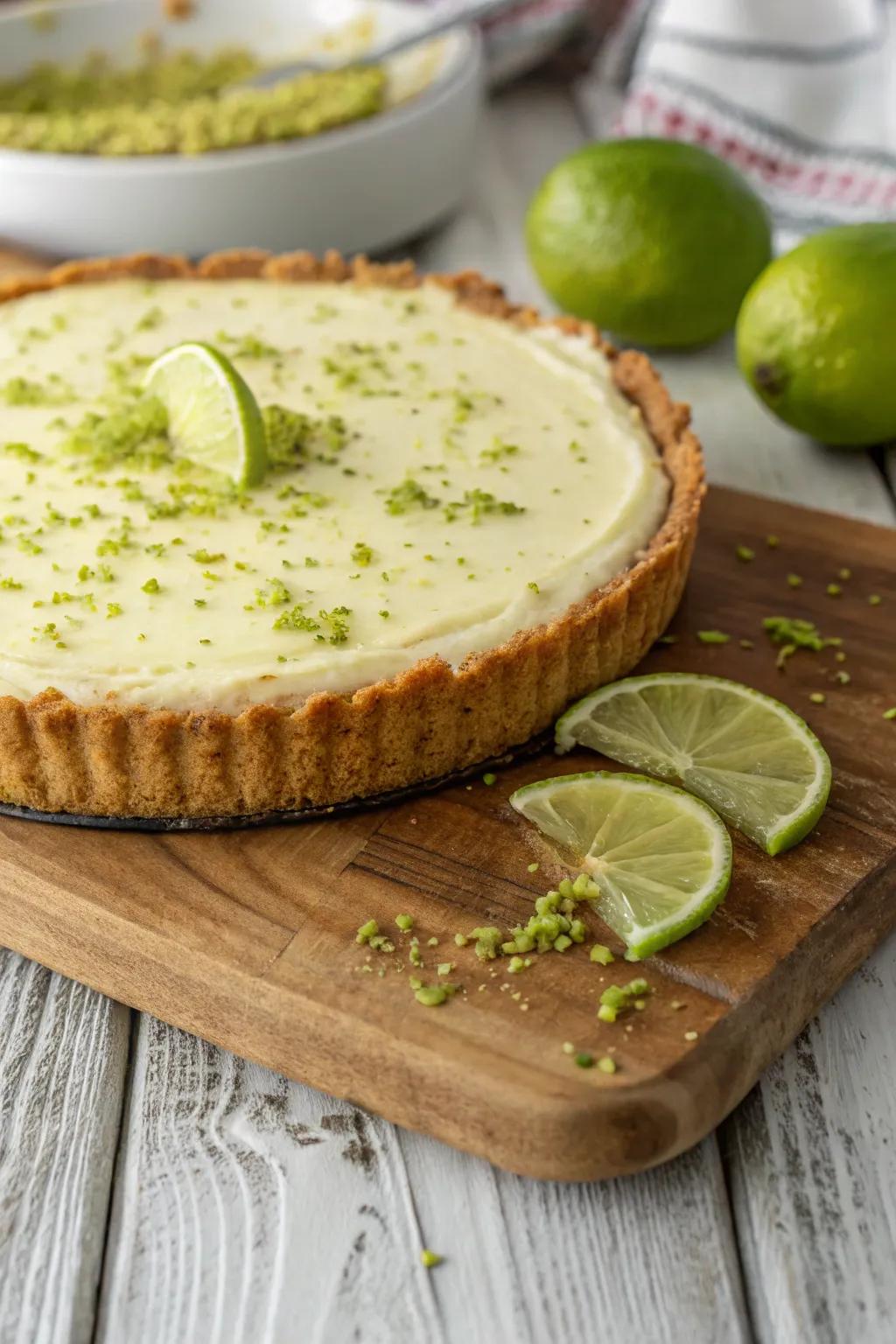 Lime zest gives this pie a vibrant and aromatic finish.