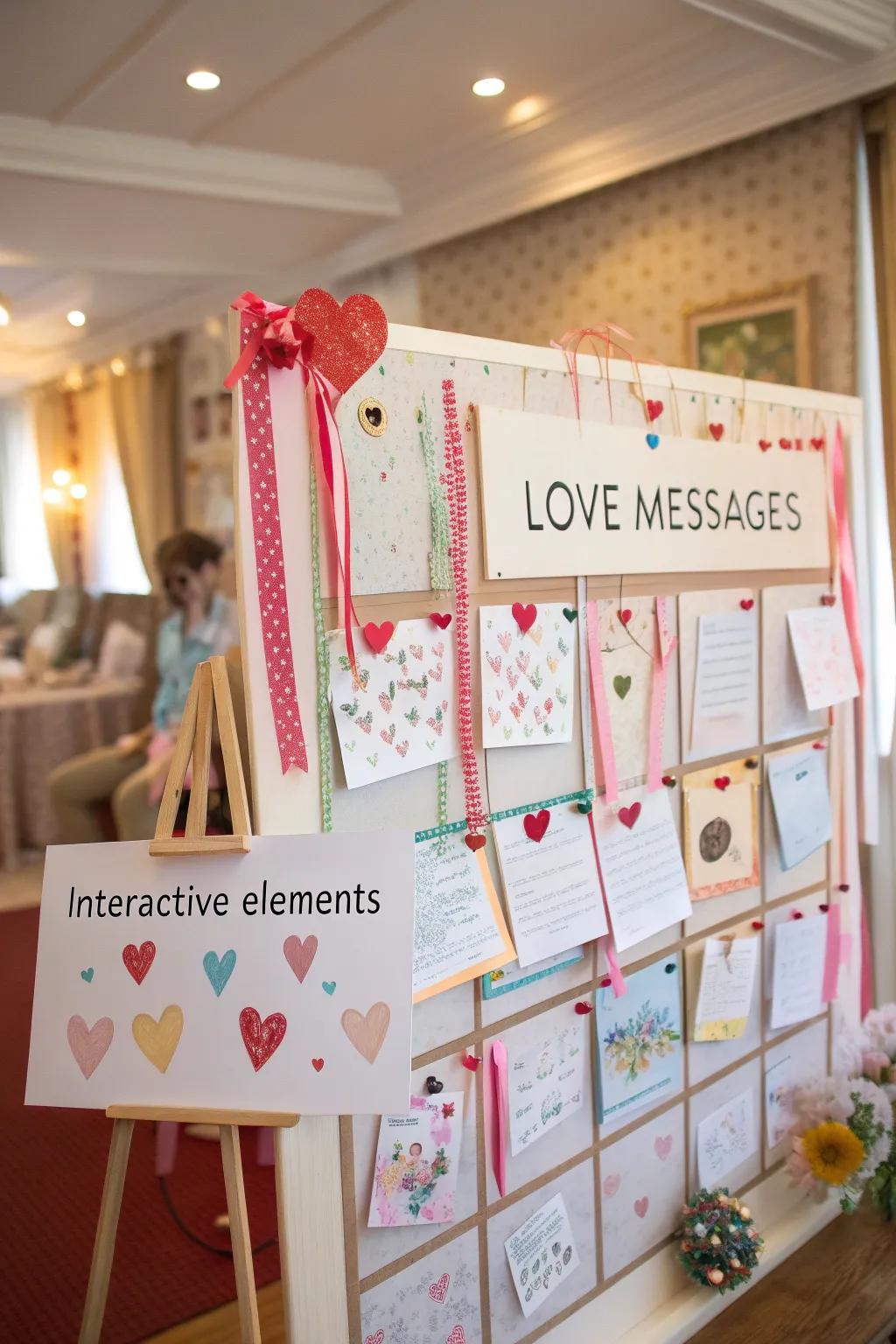 An interactive bulletin board with detachable love messages.