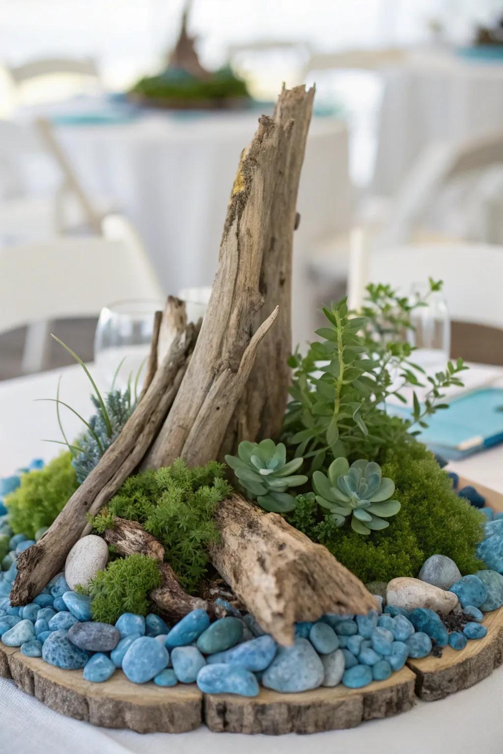 Driftwood adds rustic charm and texture to your setup.