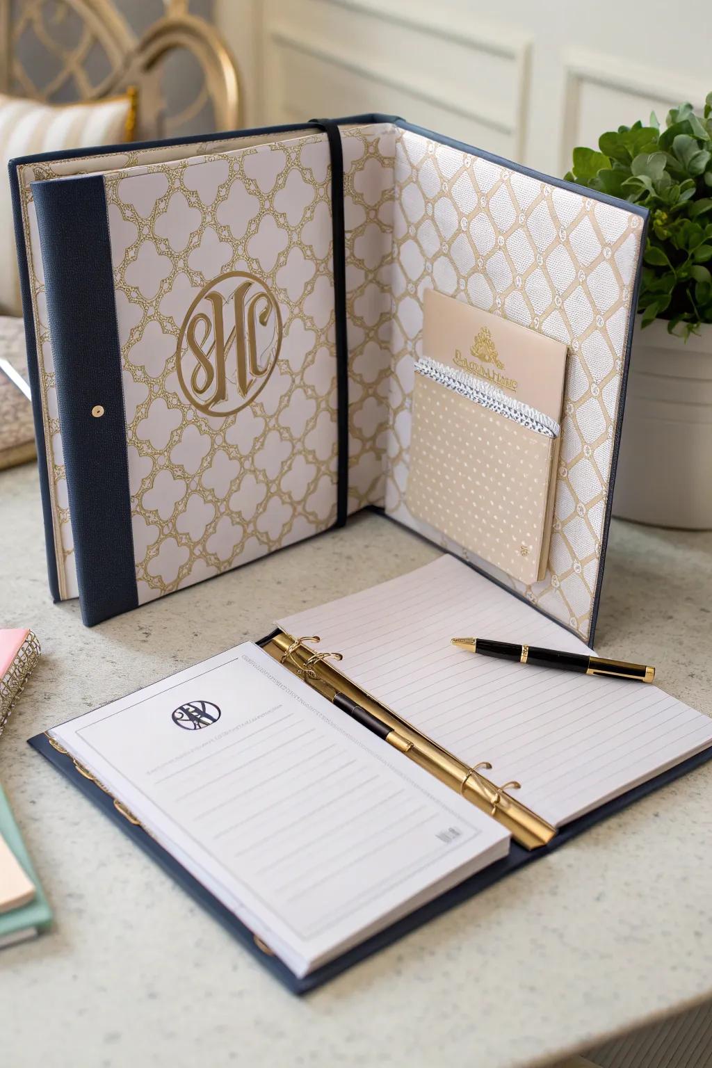 A monogram can elevate the look of any school folder.