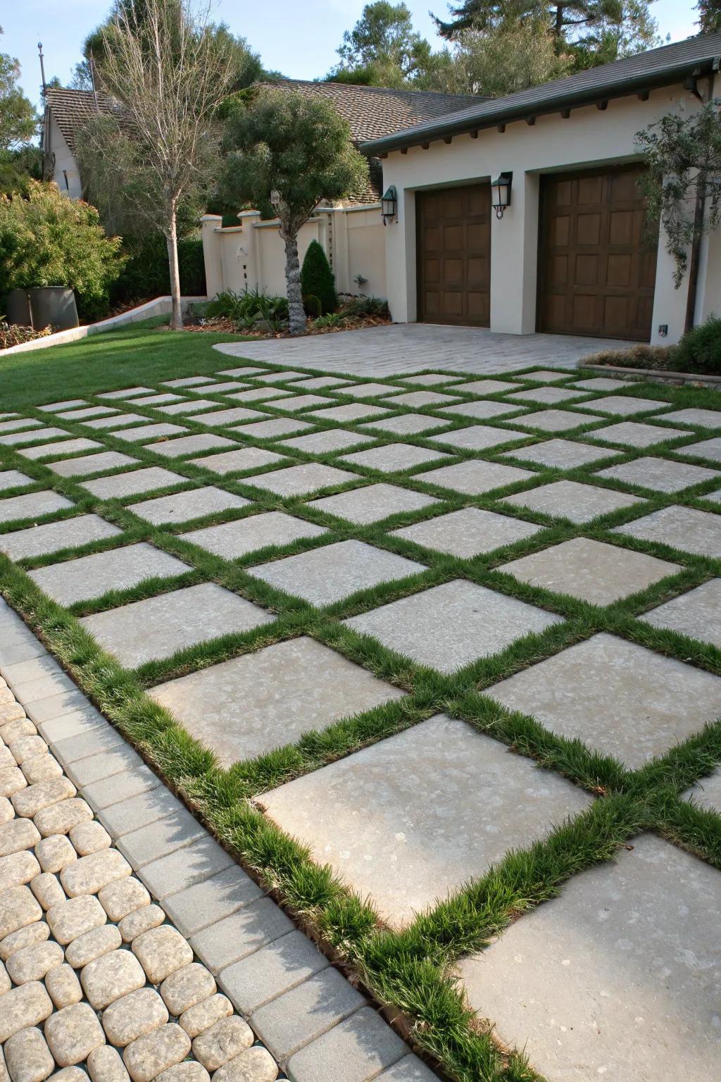 Eco-friendly grid design for a sustainable driveway.