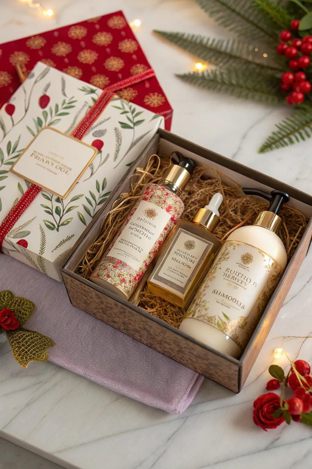 A luxurious gift set combining hand soap with complementary items