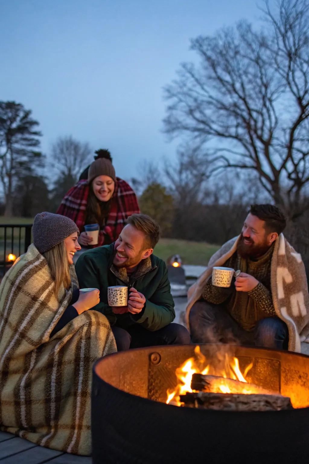 Enjoy a cozy gathering around an outdoor fire pit.