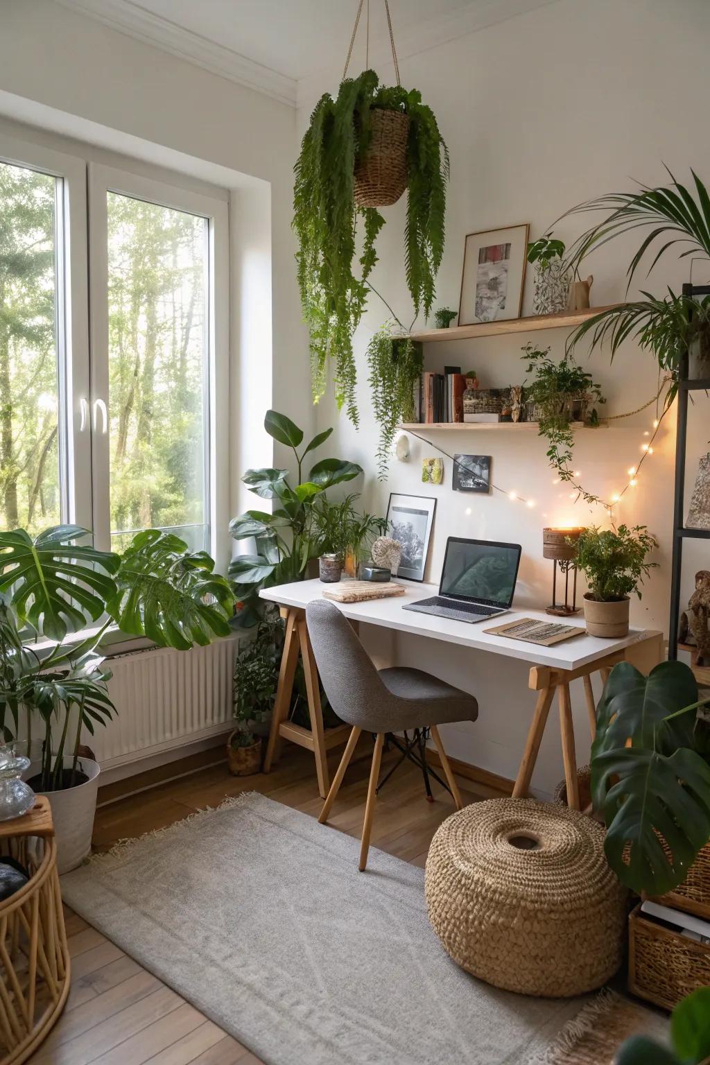 Nature's touch: plants for a peaceful office.