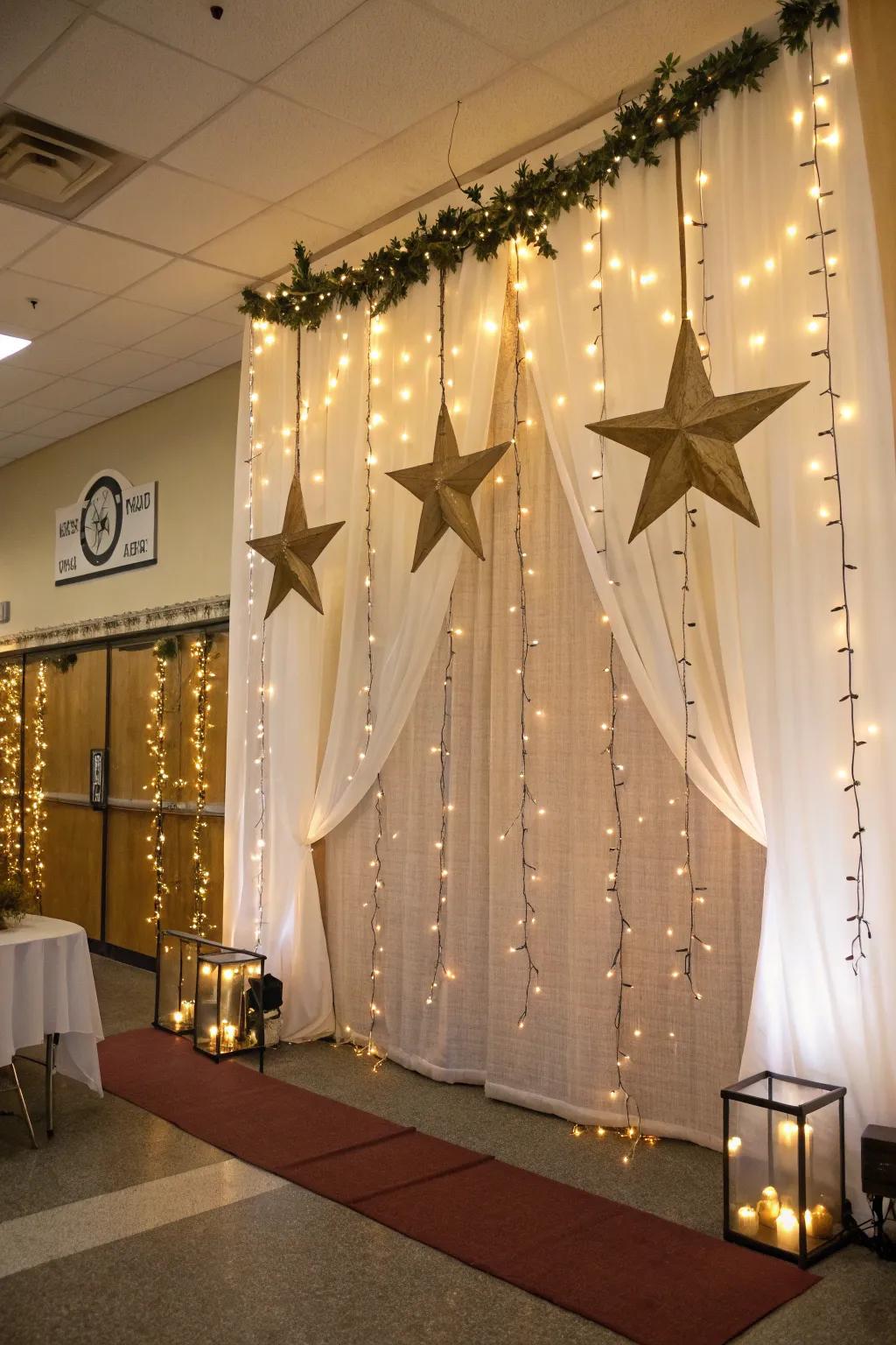 A starry night theme creates a magical ambiance.