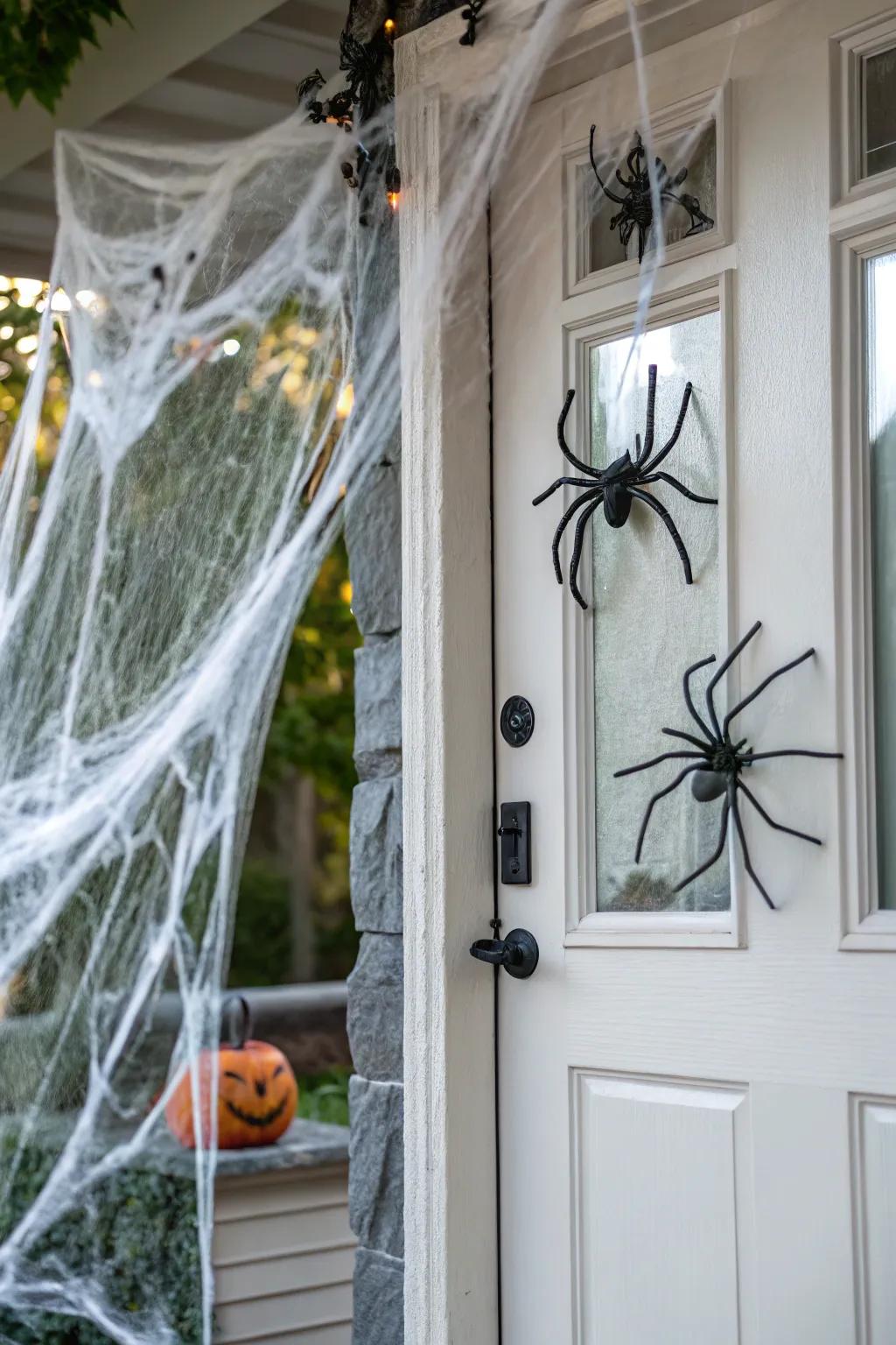 A creepy spider-themed entrance