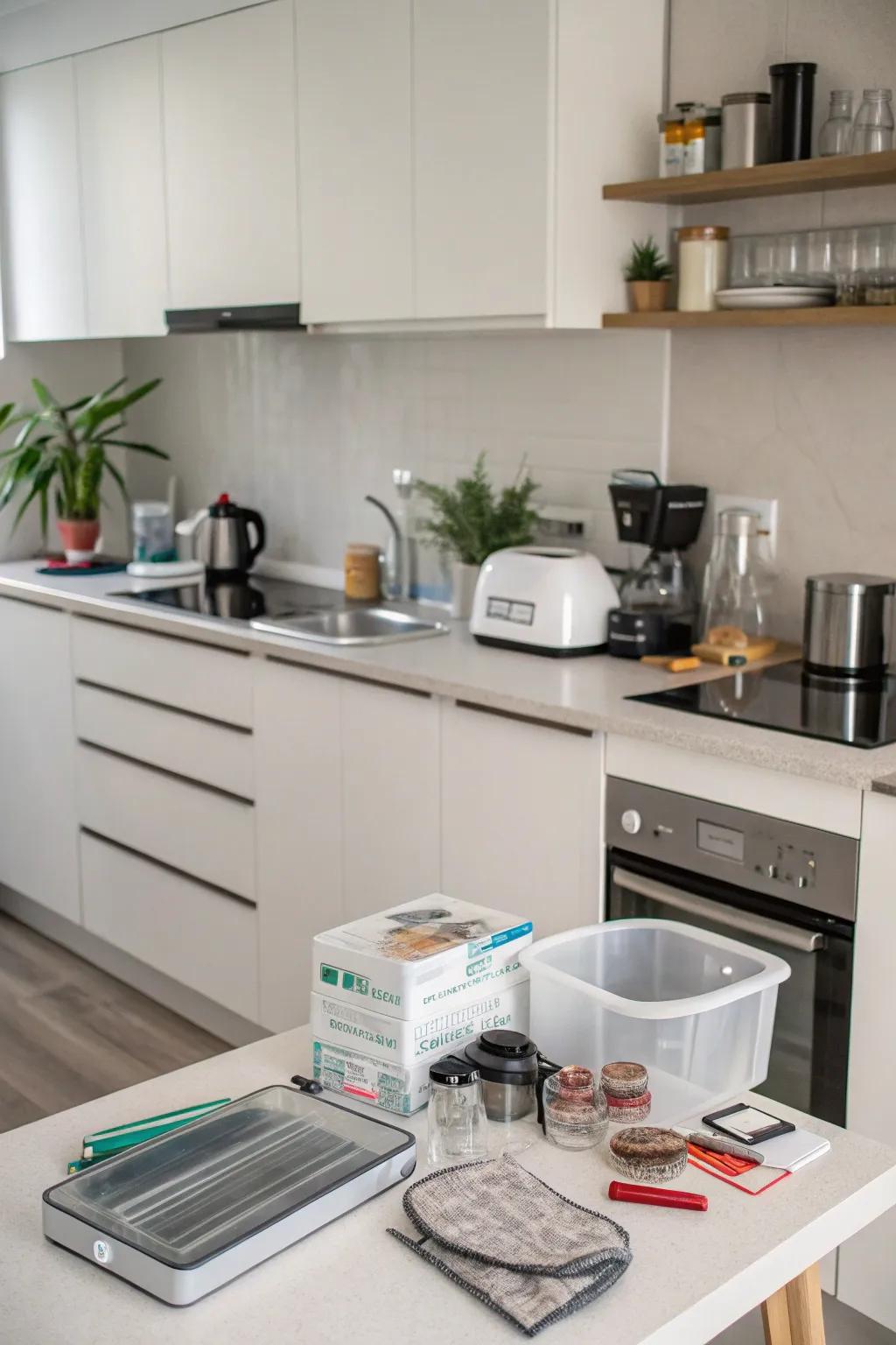 A clutter-free kitchen that highlights essential items.