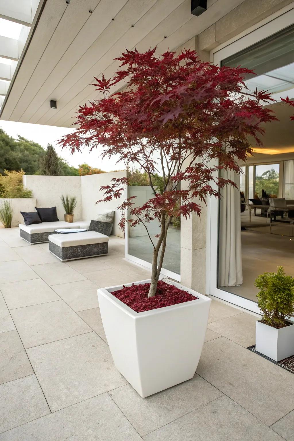 Simplicity at its best with a Japanese maple in a minimalist container.