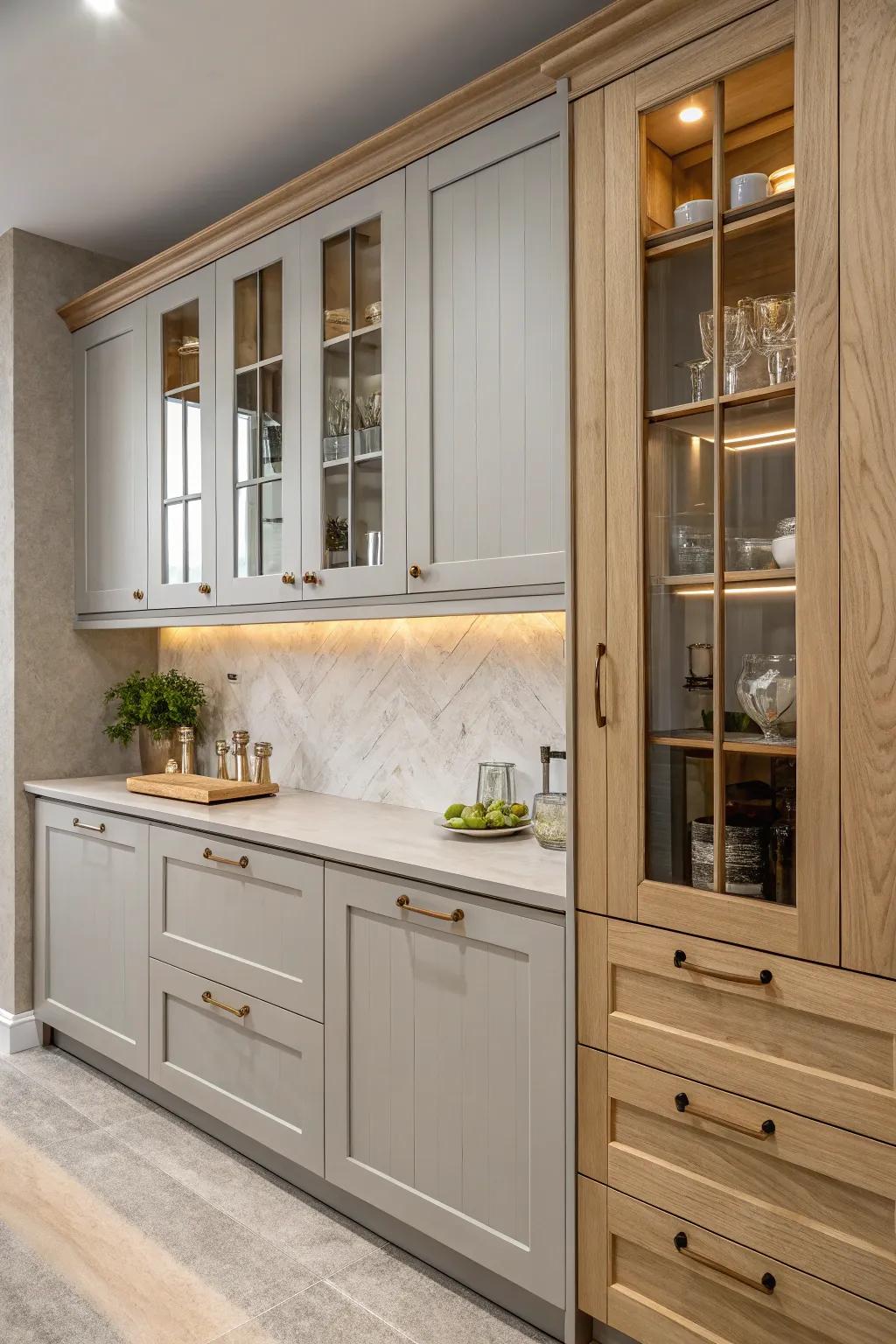 Mixed materials add texture and interest to the kitchen.