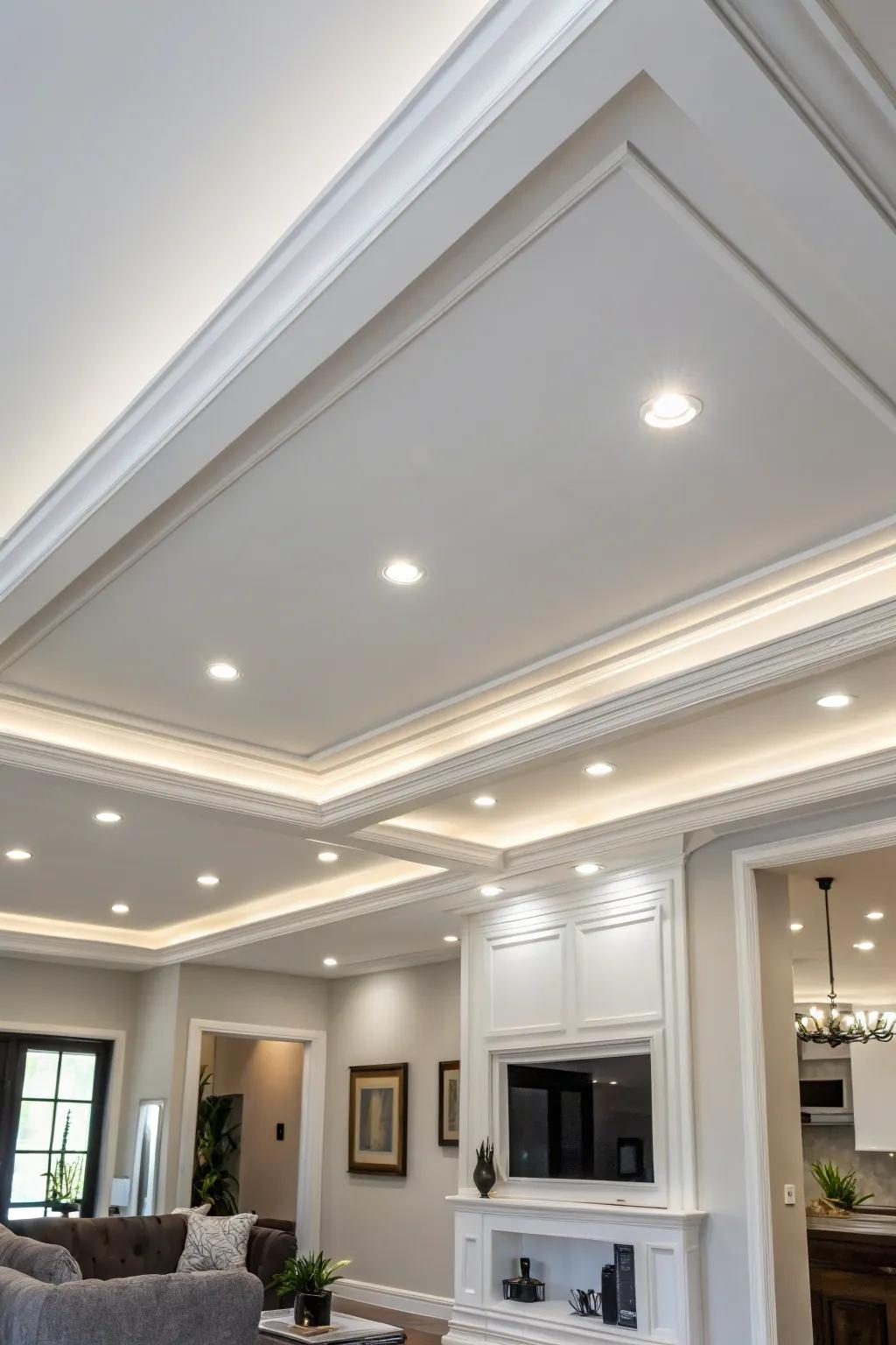 Recessed lights offer a clean, minimalist lighting solution.