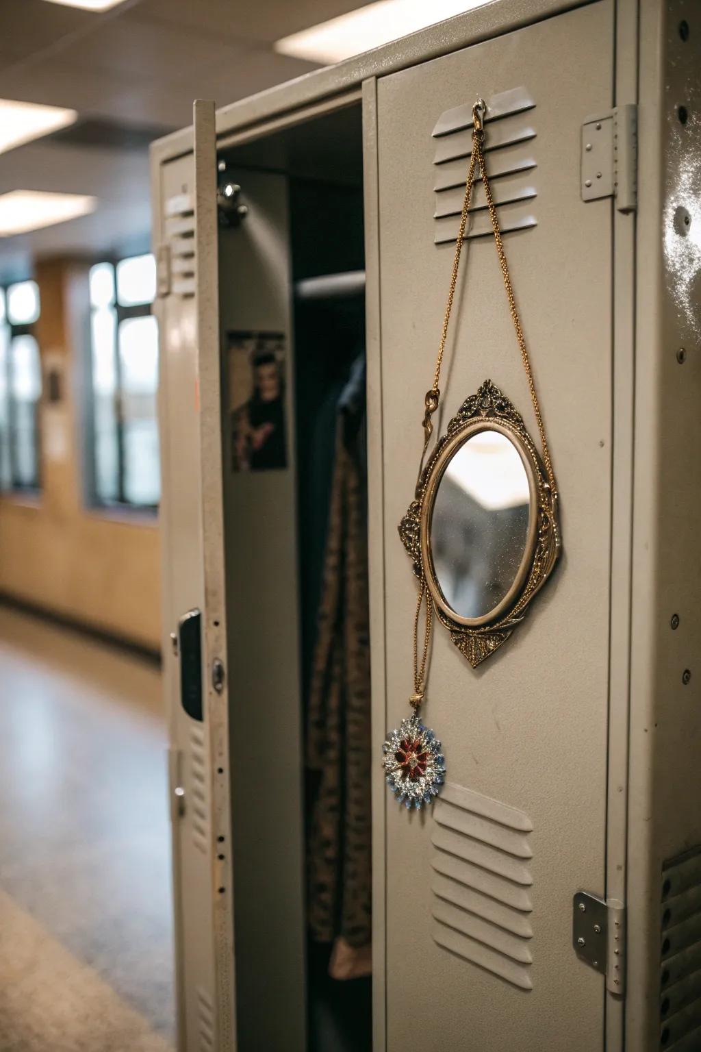 Add a functional and stylish mirror to your locker.