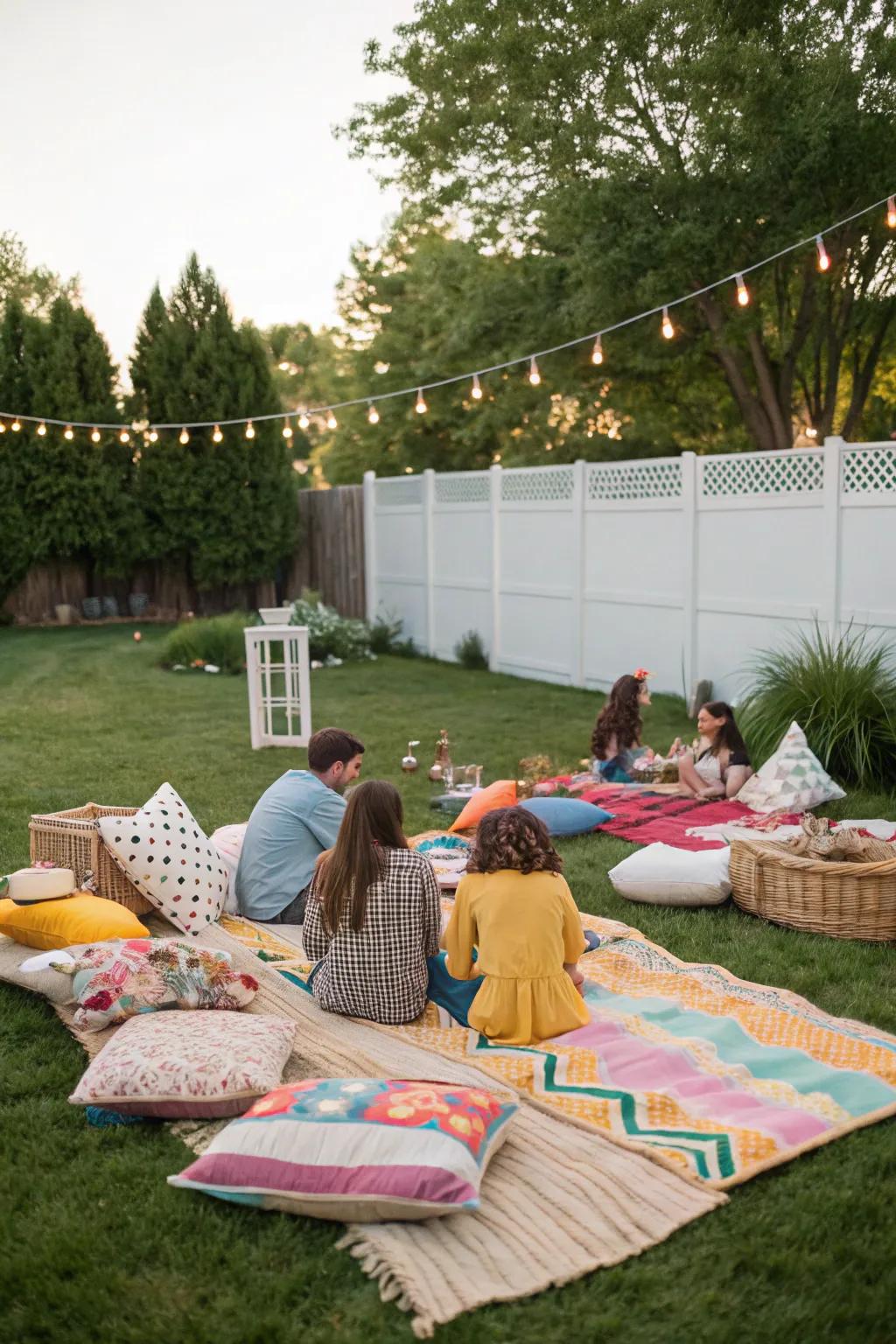 Create a cozy picnic area for guests to enjoy.