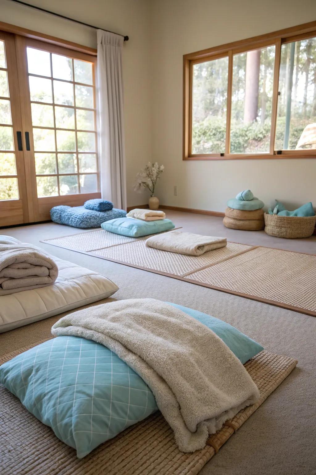 Soft textures invite comfort and warmth into your meditation space.