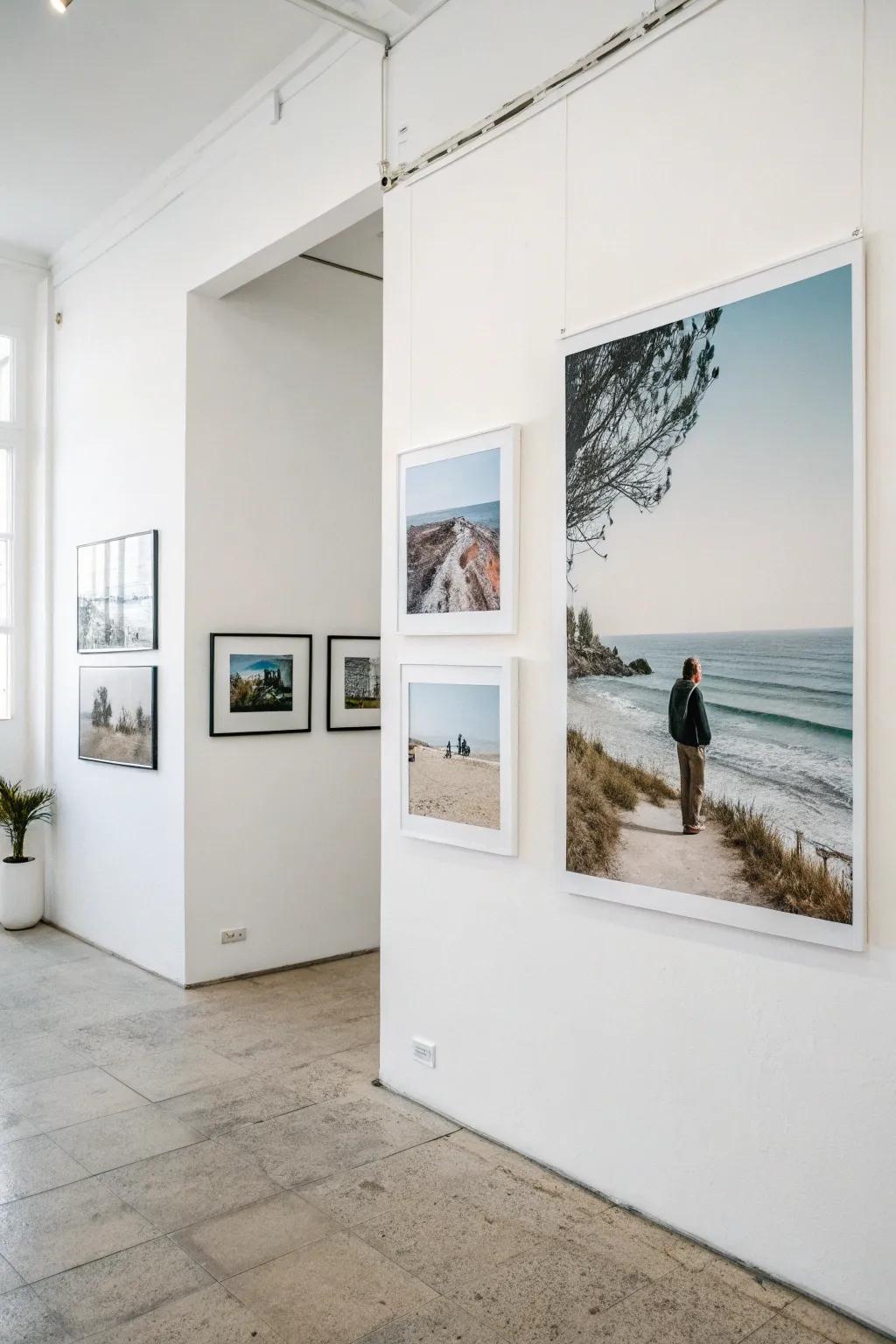 A simple photo display adds a personal touch to minimalist decor.