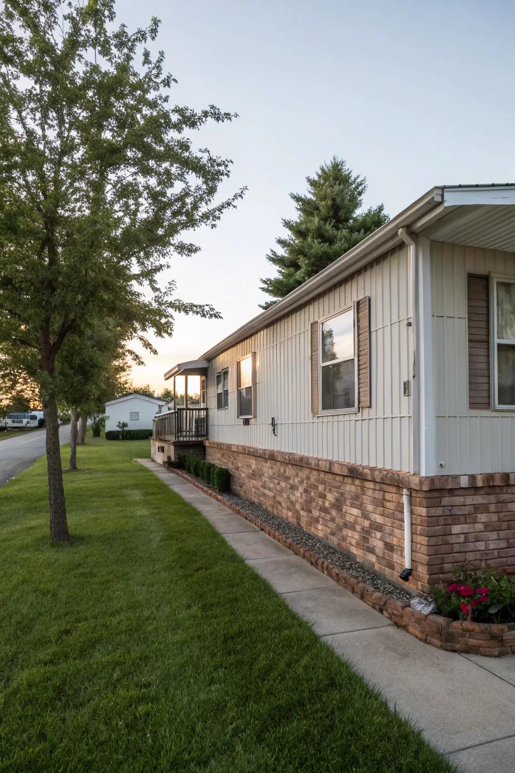 Brick veneer skirting adds a traditional, solid appearance.