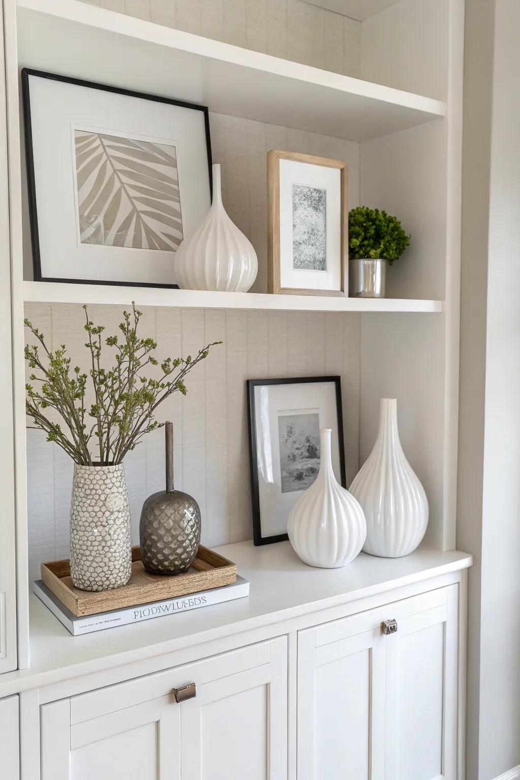 Minimalistic decor brings elegance and sophistication to the hutch.