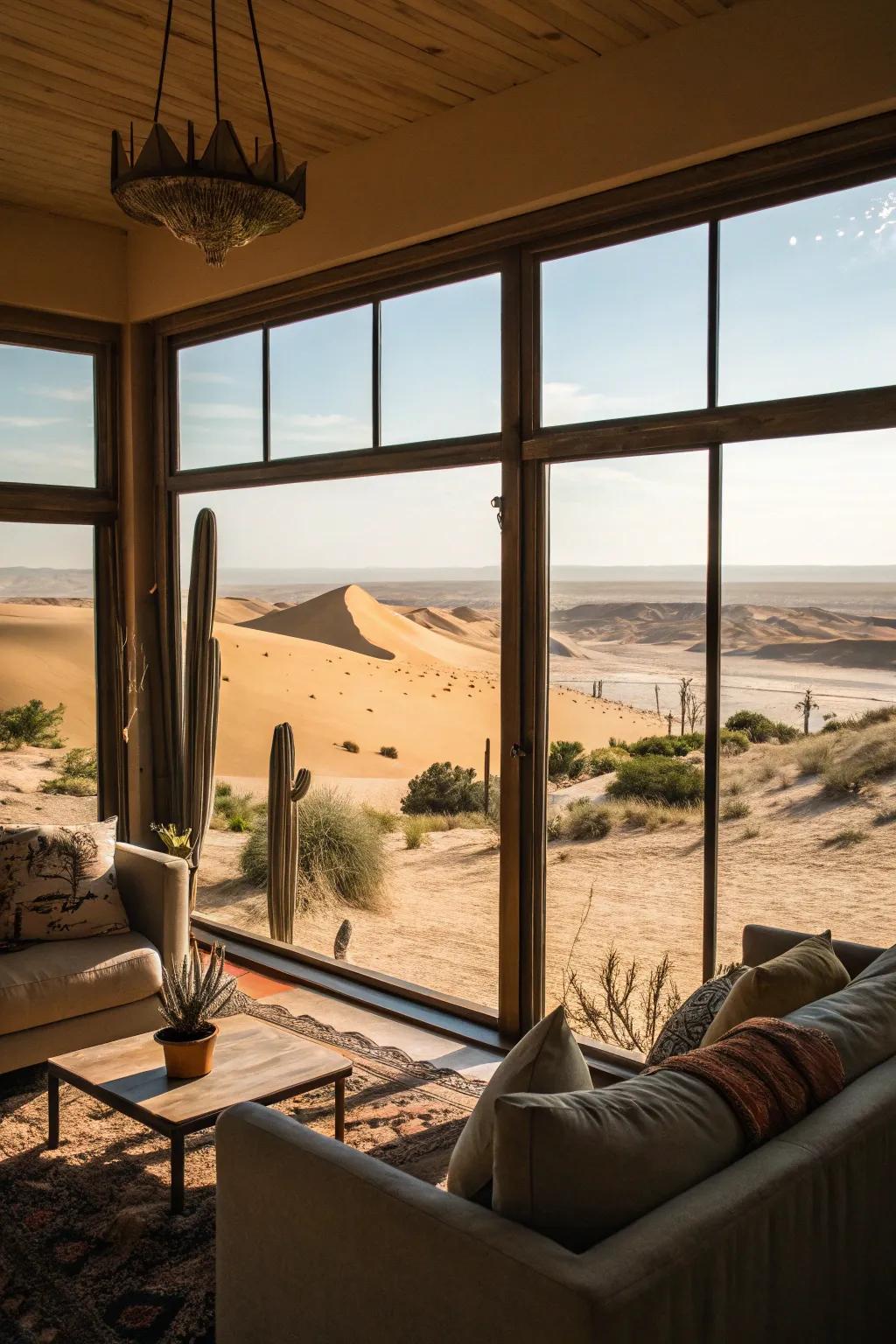 Open spaces enhance the connection to the outdoor environment.