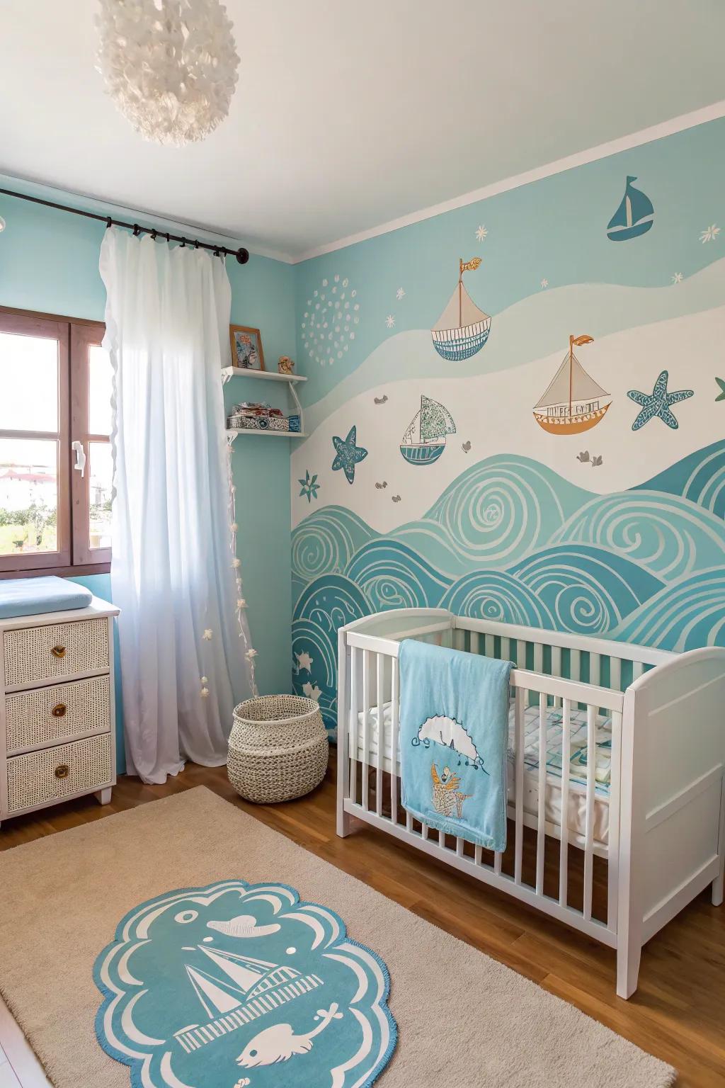 Sail away into the deep blue sea in your nursery.