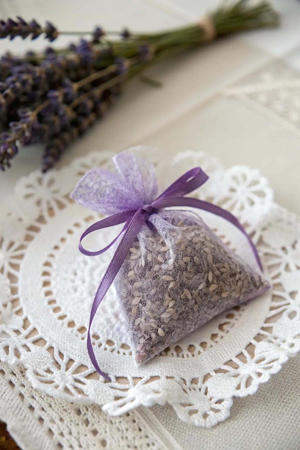 A calming lavender sachet for a soothing atmosphere.