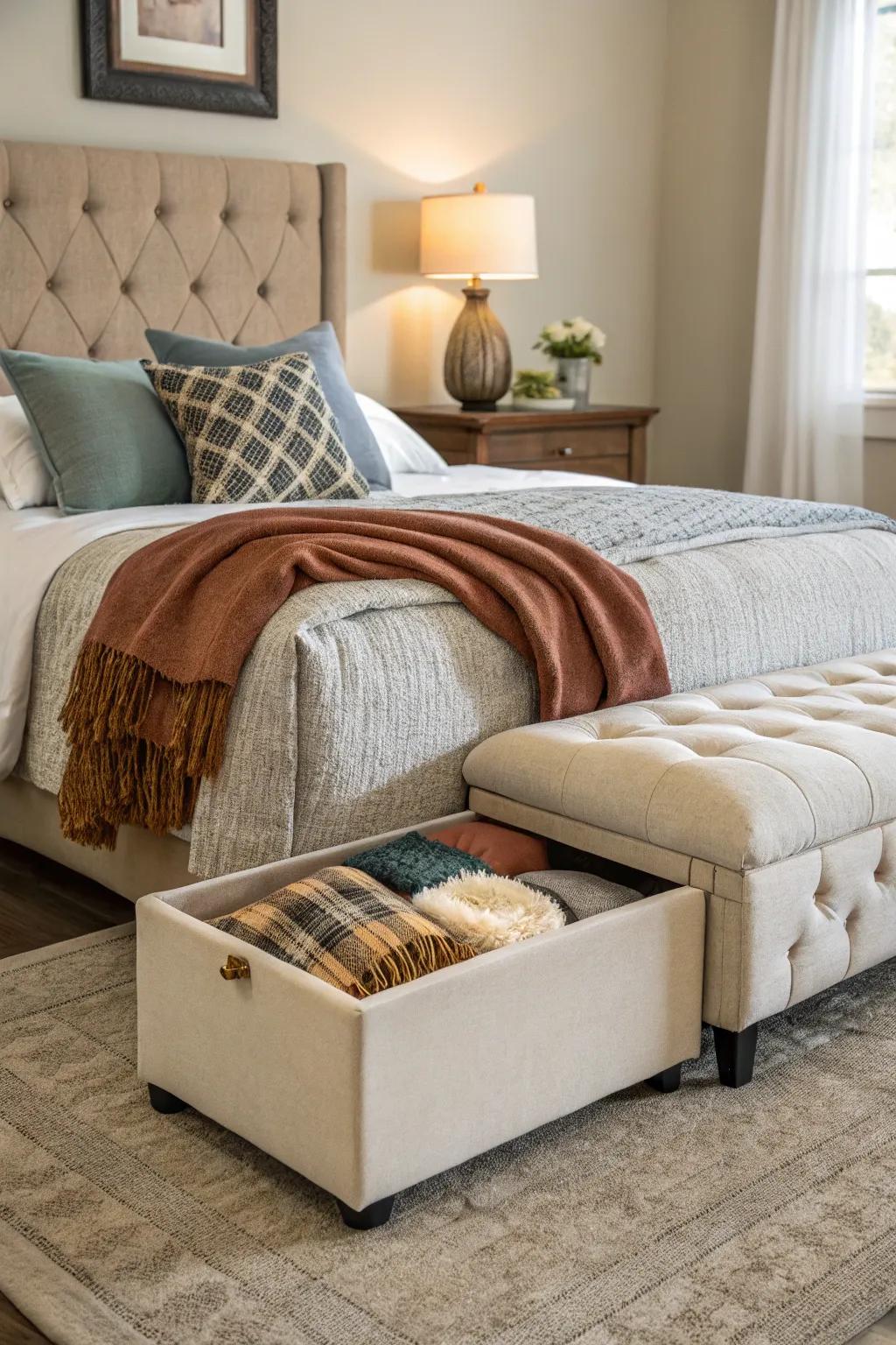 Double up on functionality with a storage ottoman.