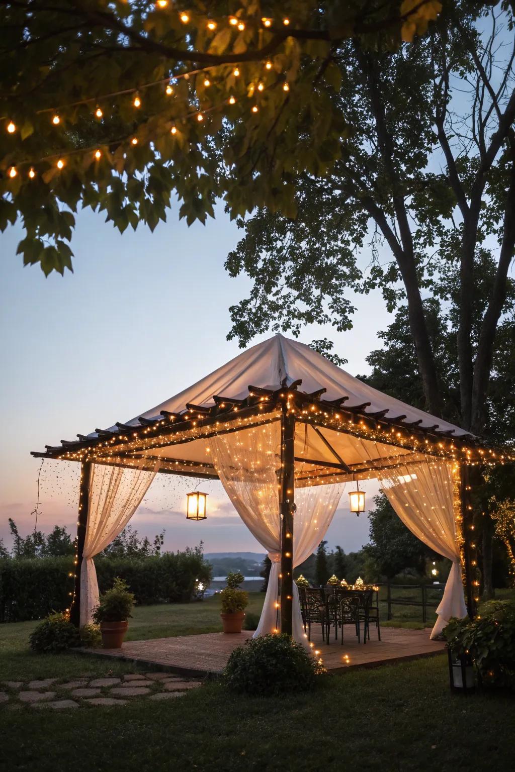 Fairy lights transform your canopy into a twinkling wonderland.