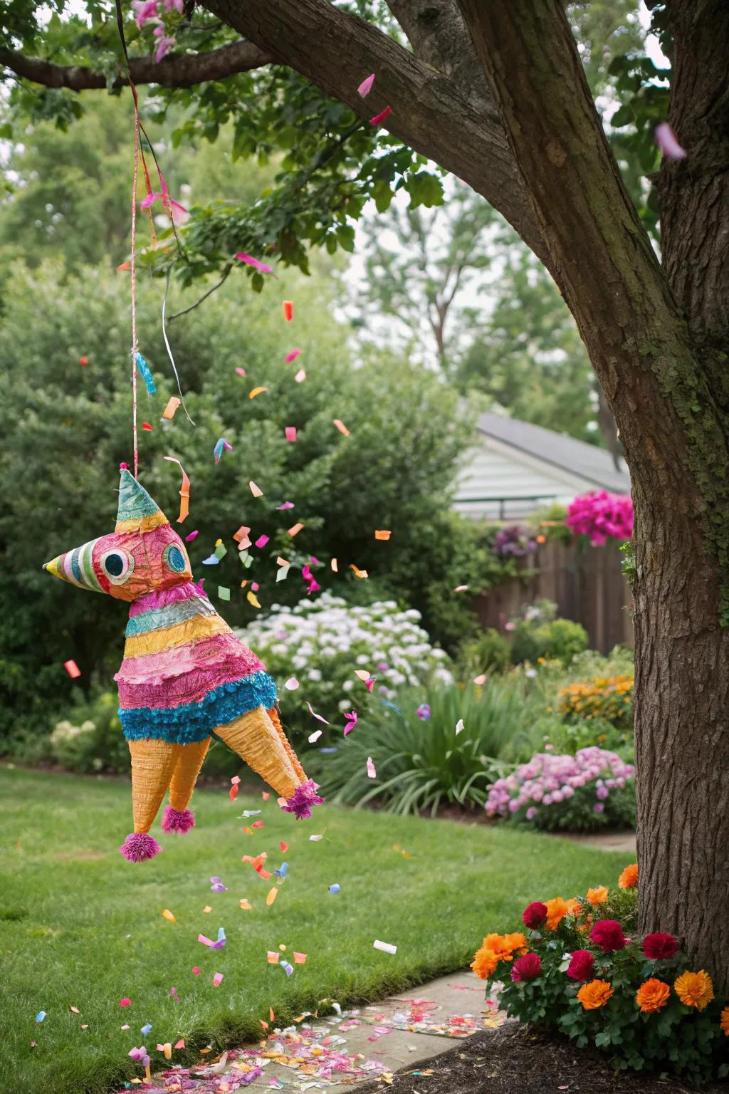 A playful piñata reveal, adding fun and excitement to the occasion.