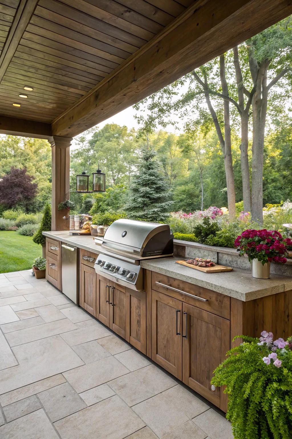 A grill station is the heart of any outdoor kitchen.