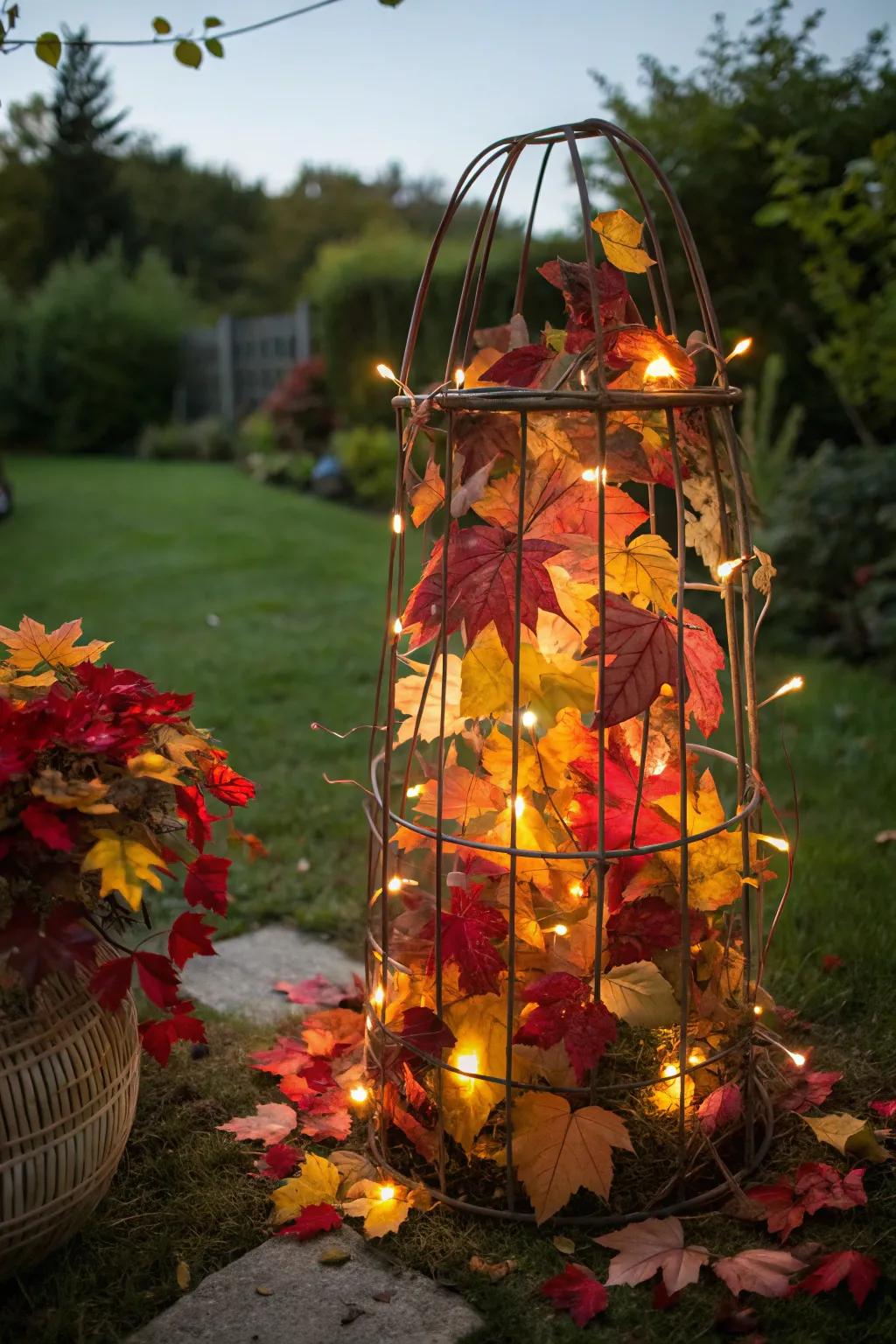 A glowing leaf tree that celebrates the beauty of fall.